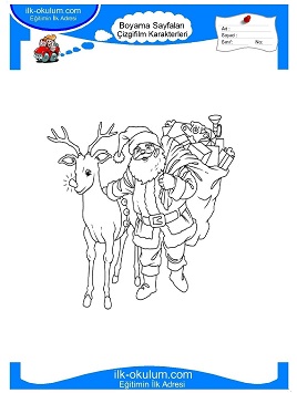 Çocuklar İçin Noel Baba Boyama Sayfaları 